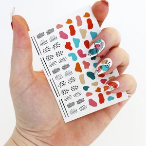 Modern art waterslide nail decals | Art nail decals | Modern art nail decals | colorful nail decals | Gift | Beauty image 5