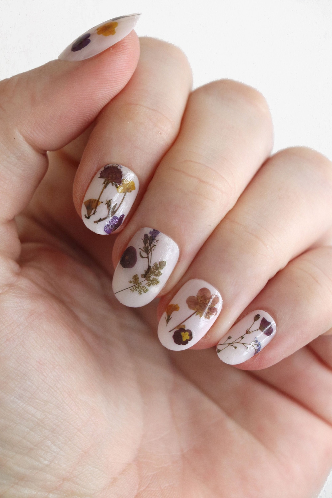 Dried Flower Waterslide Nail Decals and Stickers Botanical Nail Art Floral Nail Stickers for DIY