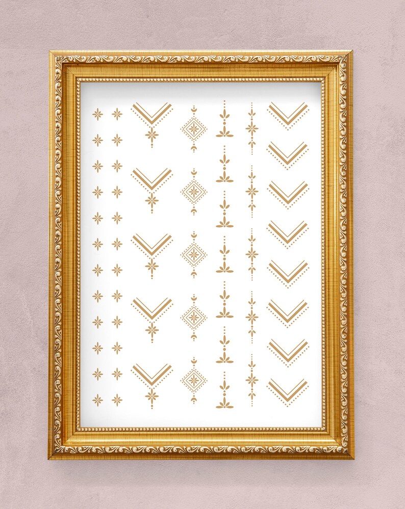 Bohemian Boho Gold Shapes Nail Decals | Geometric Nail Art | Boho Patterns | Water Slide Decals | Gift idea for Festival Lovers