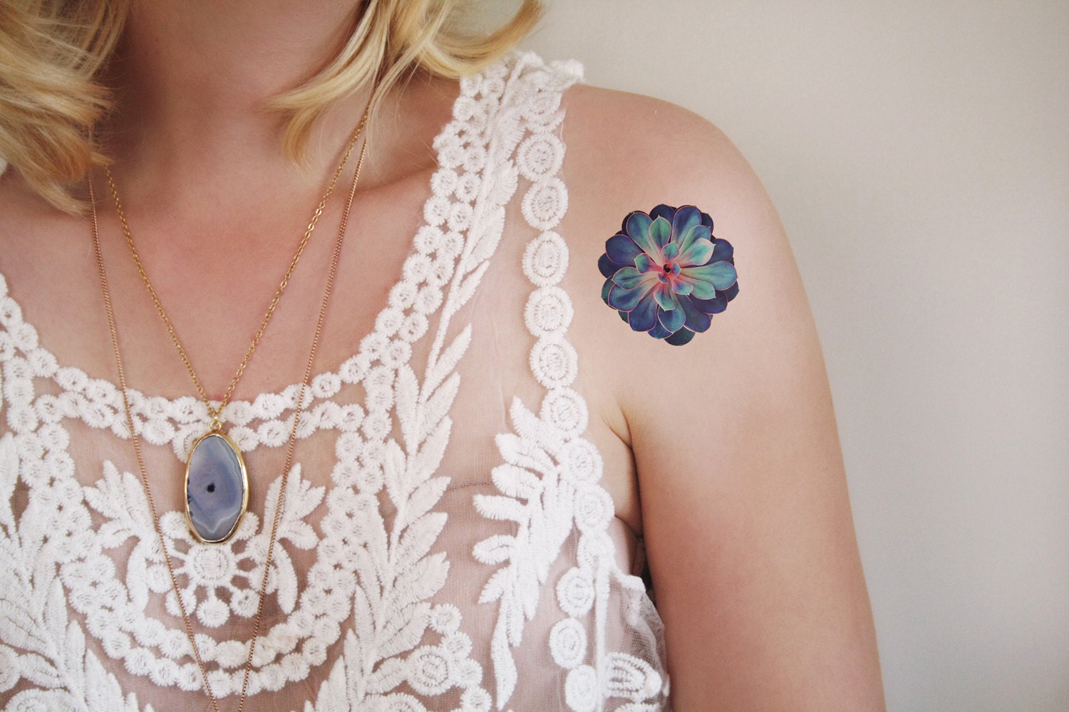 Succulent temporary tattoo | succulent tattoo | floral tattoo | succulent jewelry | boho tattoo | boho temporary tattoo | succulent gift