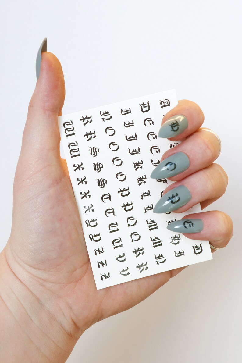 Old English Letter Waterslide Nail Decals / Alphabet Nail Etsy