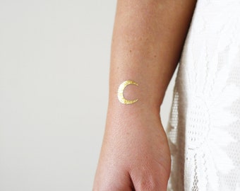 Small gold moon temporary tattoos | bohemian temporary tattoo | moon tattoo | boho gift | gold tattoo | festival tattoo | Gift