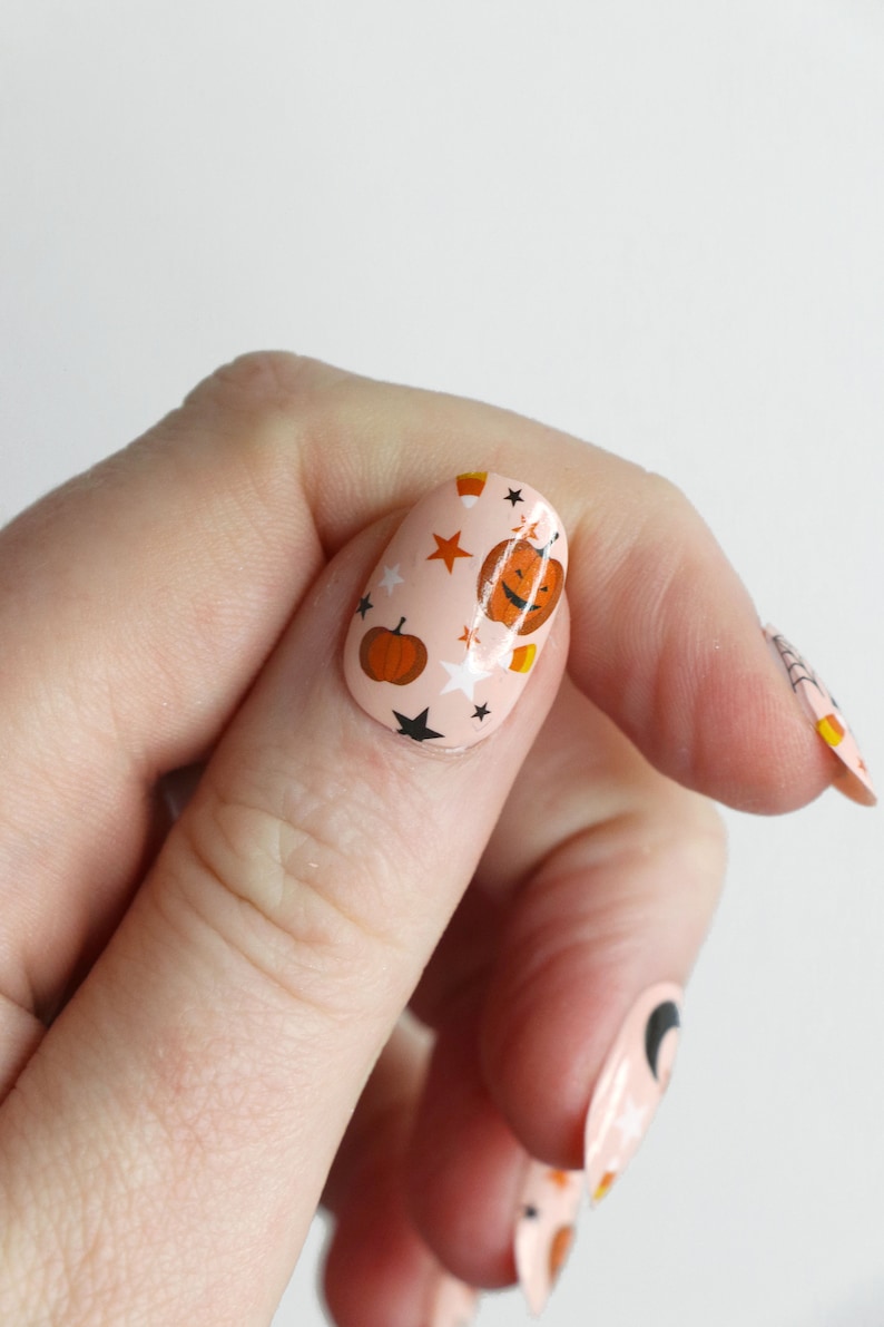 Cute Halloween Waterslide Nail Decals DIY Nail Art Halloween Nail Stickers pumpkin ghost & bat nails Gift image 5