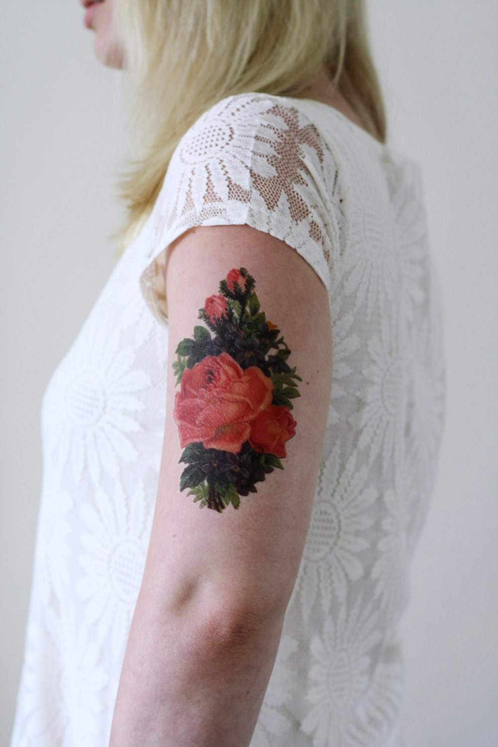 Heart and Flowers Temporary Tattoo – Boho Floral Heart Design for Love  Theme - Etsy, image size:1000x1500