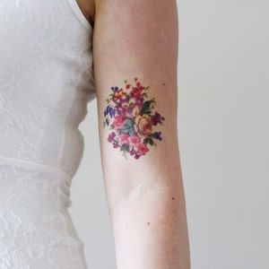 Colorful vintage floral temporary tattoo vintage temporary tattoo flower temporary tattoo bohemian temporary tattoo fake tattoo image 5