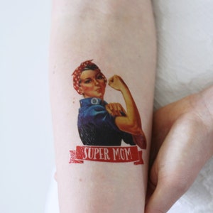 Mother&#39;s day temporary tattoo | Super Mom temporary tattoo | Mother&#39;s Day gift idea | Mother gift idea | Mom gift | mom temporary tattoo