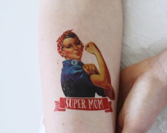 Muttertag temporäres Tattoo | Super Mom temporäres Tattoo | Geschenkidee zum Muttertag | Mutter Geschenkidee | Mama Geschenk | Mama temporäres Tattoo