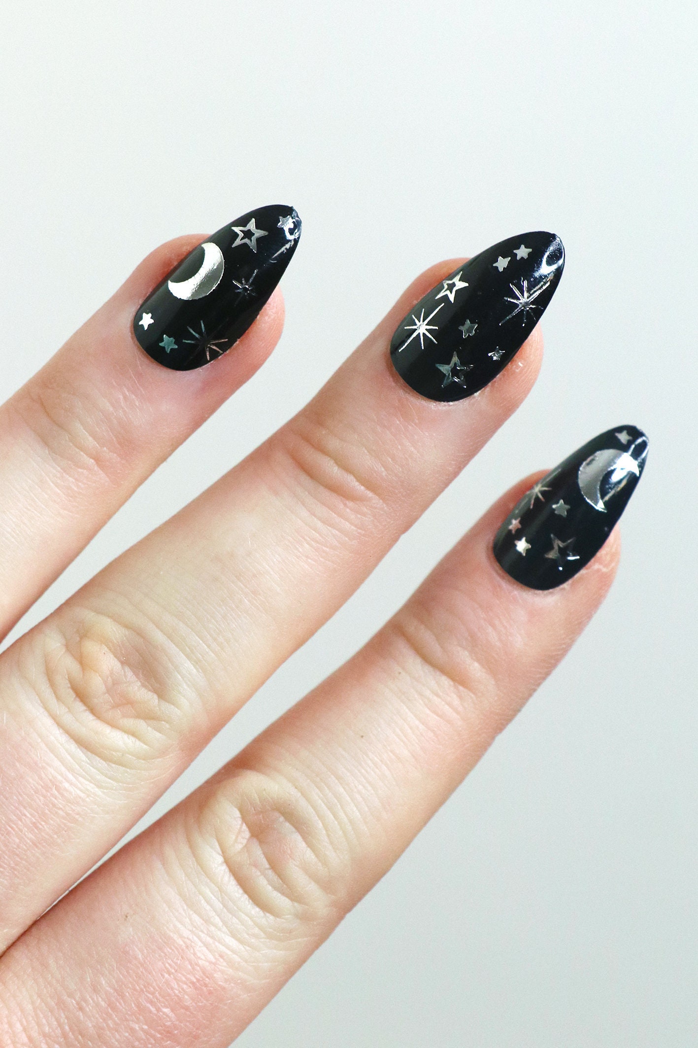 Silver Moon and Stars Waterslide Nail Decals / Silver Nail - Etsy Silver Moon and Stars Waterslide Nail Decals / Silver Nail - Etsy