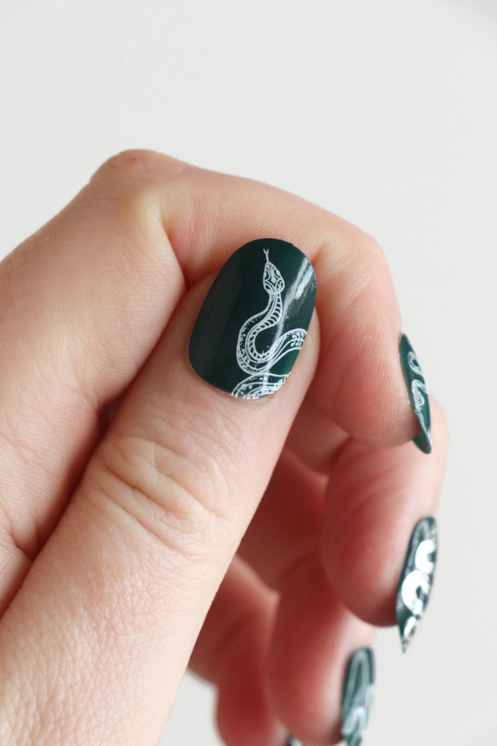 White and Silver Snake Nail Decals Serpentine Nail Art Etsy