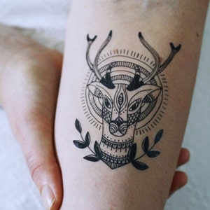 Tatouage de cerf tatouage temporaire de cerf Tatouage temporaire hipster idée cadeau cerf Idée cadeau de Noël tatouage festival Idée cadeau bohème image 1