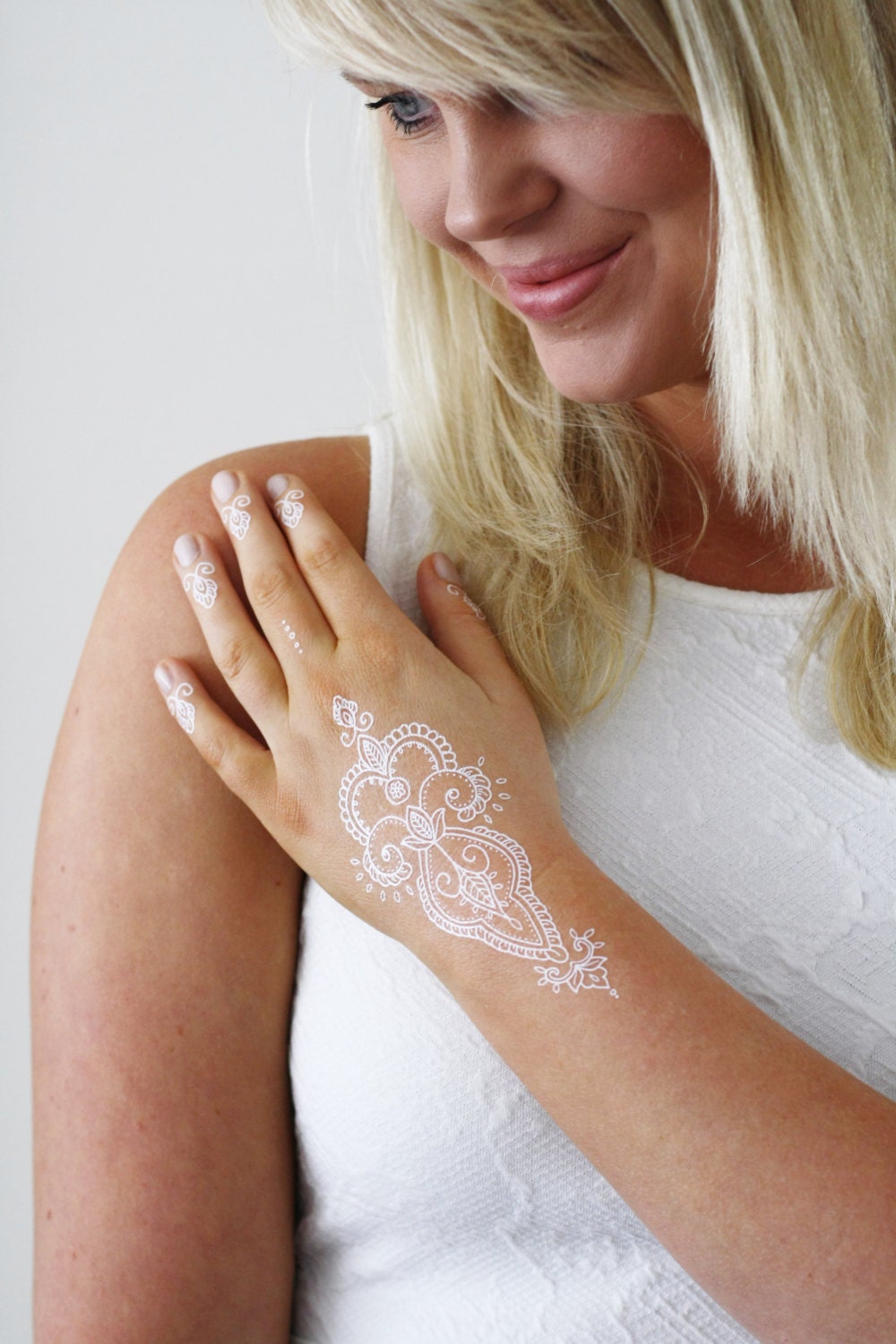 White henna temporary tattoo | bohemian temporary tattoo | henna style tattoo | boho gift | festival temporary tattoo | festival accessoire