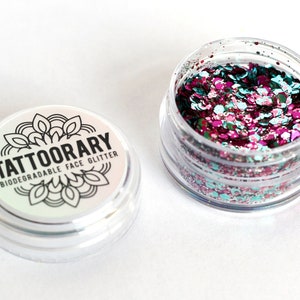 Biodegradable chunky face glitter in 'Unicorn' Pink, blue and silver biodegradable face glitter cosmetic grade face glitter Gift image 1
