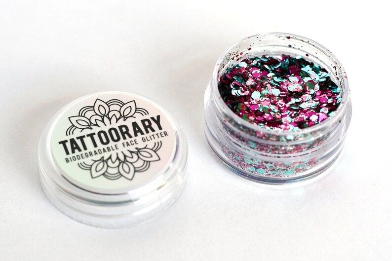 Biodegradable chunky face glitter in 'Unicorn' Pink, blue and silver biodegradable face glitter cosmetic grade face glitter Gift image 1