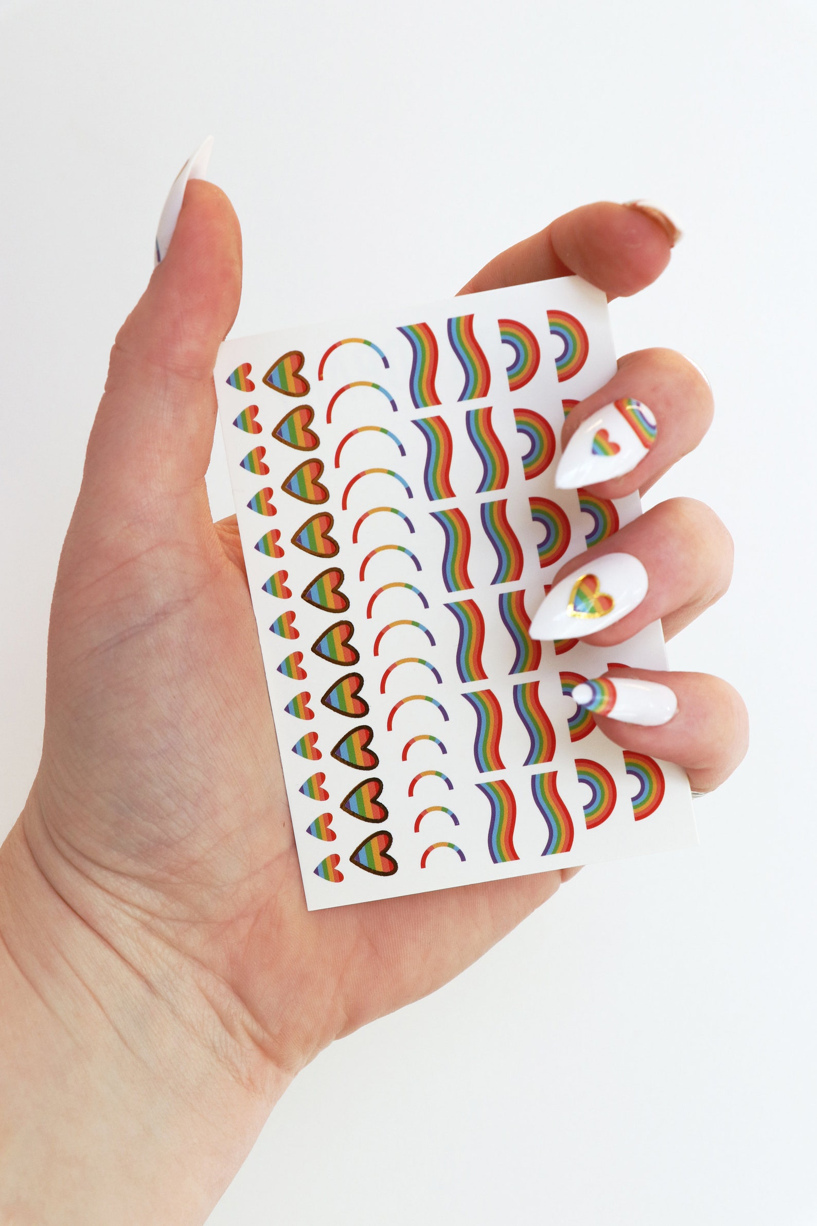 Pastel Rainbow Waterslide Nail Decals Pride Nail Art Colorful Nail