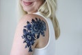 Dutch Delft Blue temporary tattoo | floral temporary tattoo | flower temporary tattoo | boho gift idea | something blue wedding | bohemian product logo