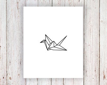 Paper Crane Temporary Tattoo / Small Tattoo / Paper Crane Gift Idea / Bird Temporary  Tattoo 