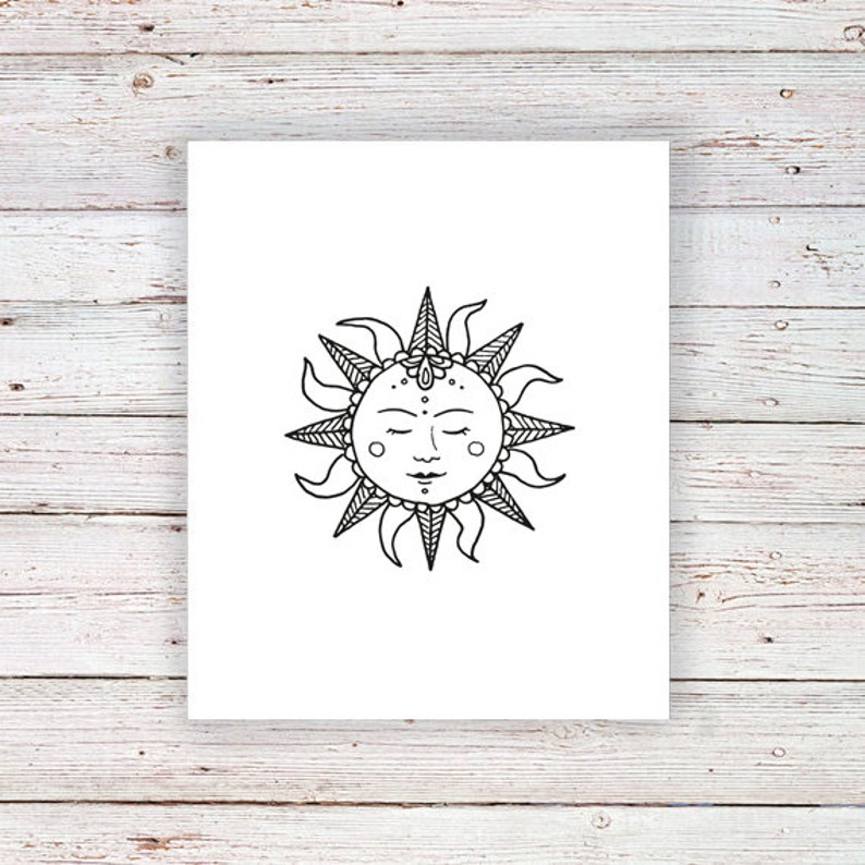 Sun temporary tattoo / sun tattoo / bohemian tattoo / sun Etsy