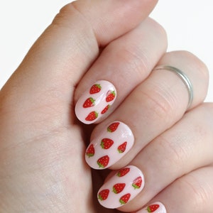 Strawberry Nail Decals Fruit Nail Stickers Cute Summer Nails DIY Nail Art Gift image 6