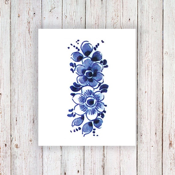 オランダのデルフトブルーのタトゥー | オランダのタトゥー | 花柄の