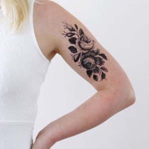 Large floral temporary tattoo rose temporary tattoo flower temporary tattoo boho gift idea festival accessoire festival tattoo image 5