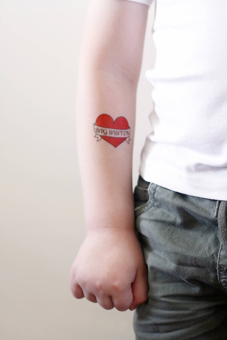 Große Schwester temporäre Tattoo / BabyTattoo / HerzTattoo / Etsy