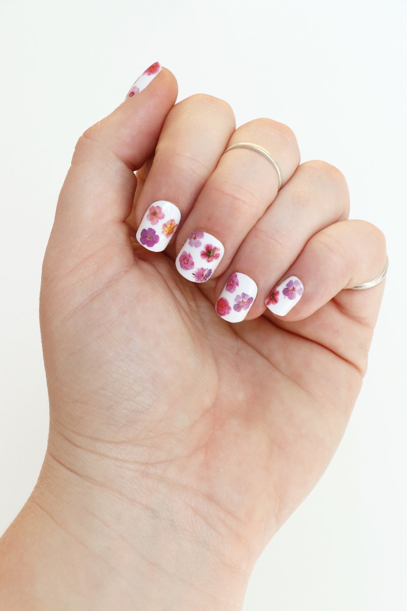 Pink Flowers Waterslide Nail Decals DIY Nail Art Floral Nail Stickers Spring Nail Decals Gift image 4