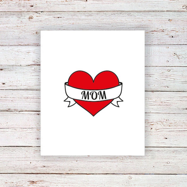 I Love Mom Temporary Tattoo / Mom Tattoo / Heart Tattoo / Etsy