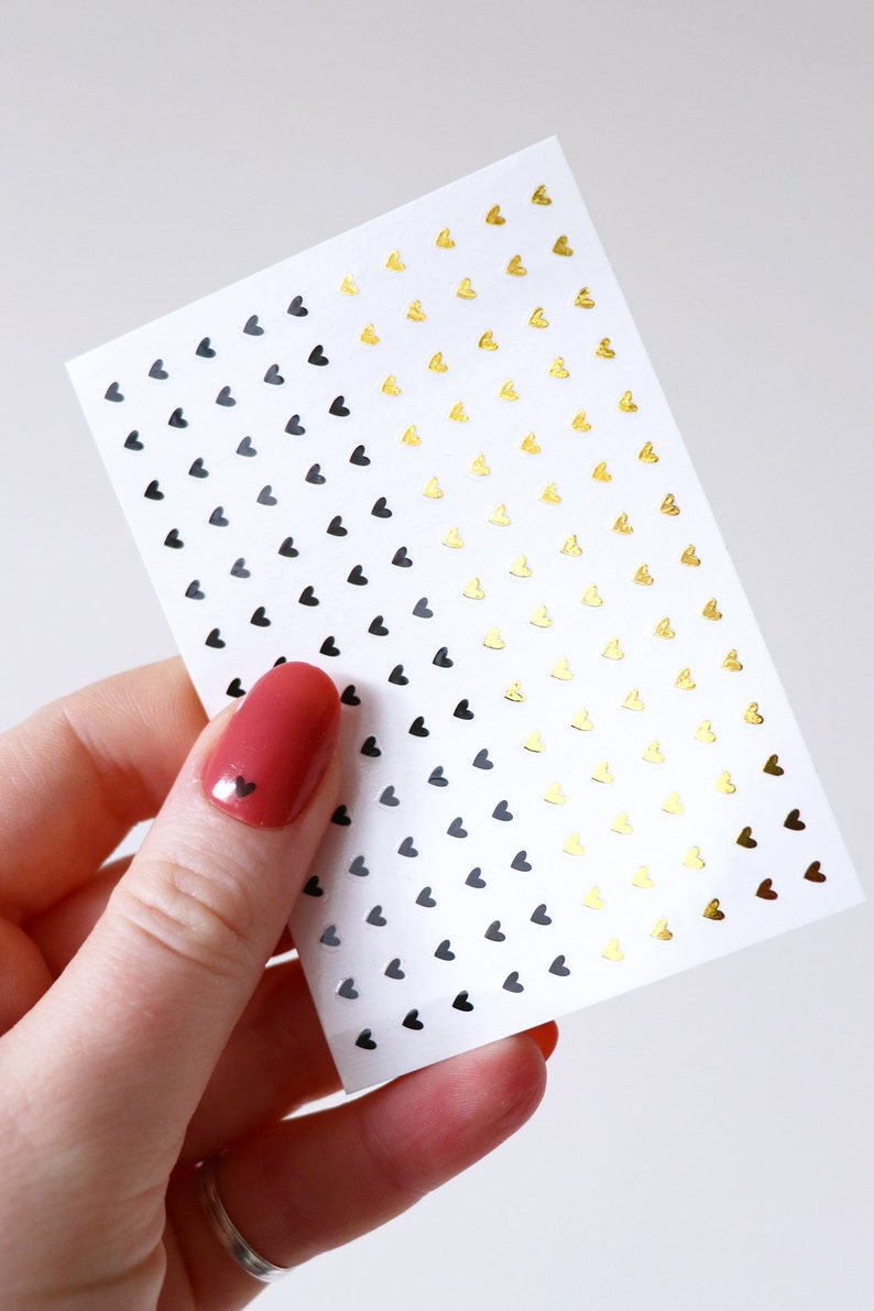Tiny Gold and Black Hearts Waterslide Nail Decals / Valentines Etsy