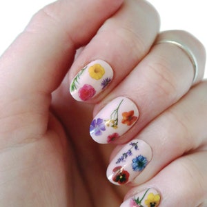 Colorful flowers waterslide nail decals flower water slide nail decals floral nails rainbow flower nail stickers dried flowers image 3