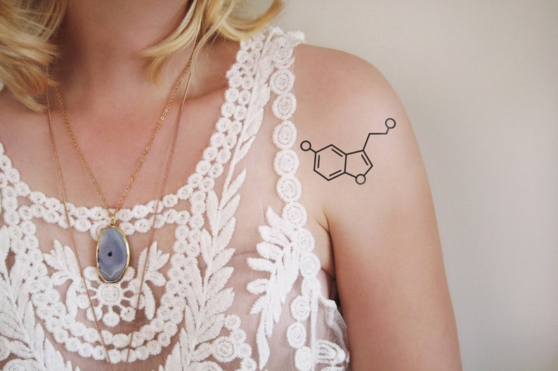 Serotonin temporary tattoo serotonin tattoo happiness gift idea serotonin jewelry serotonin symbol temporary tattoo Gift image 1