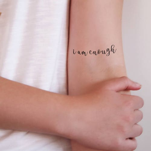 2 'I am enough' temporary tattoos | quote temporary tattoo | empowering tattoo | typography temporary tattoo | uplifting temporary tattoo