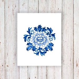 Delft Blue temporary tattoo floral temporary tattoo flower temporary tattoo blue gift idea something blue boho temporary tattoo image 5