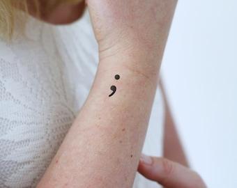 semicolon temporary tattoo set of four | semicolon tattoo | mental health awareness tattoo | finger temporary tattoo | small wrist tattoo