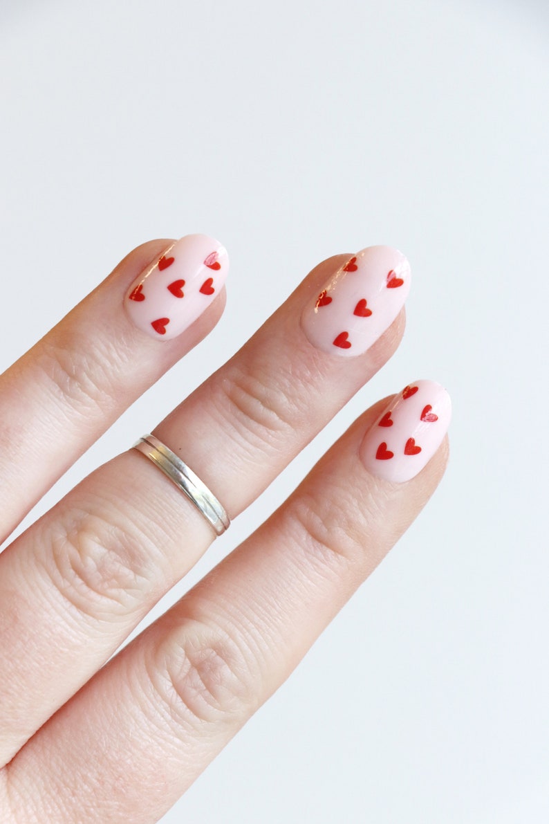 Red Hearts Waterslide Nail Decals DIY Nail Art Etsy
