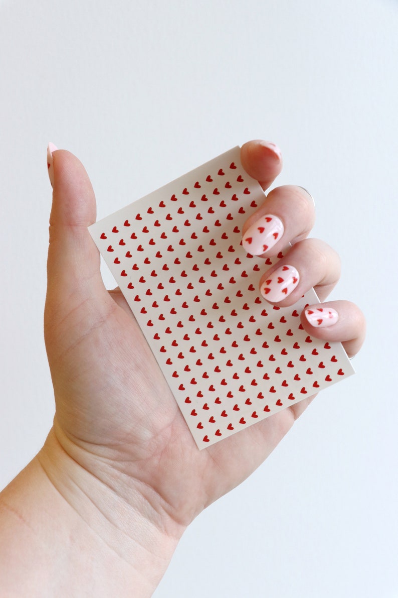 Red Hearts Waterslide Nail Decals DIY Nail Art Etsy