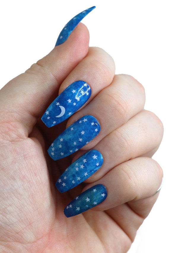 Moon and Star Nail Designs: 27+ Pretty Looks to Inspired Your Next Manicure  - Nail Designs Daily | Star nail designs, Star nails, Manicure nail designs