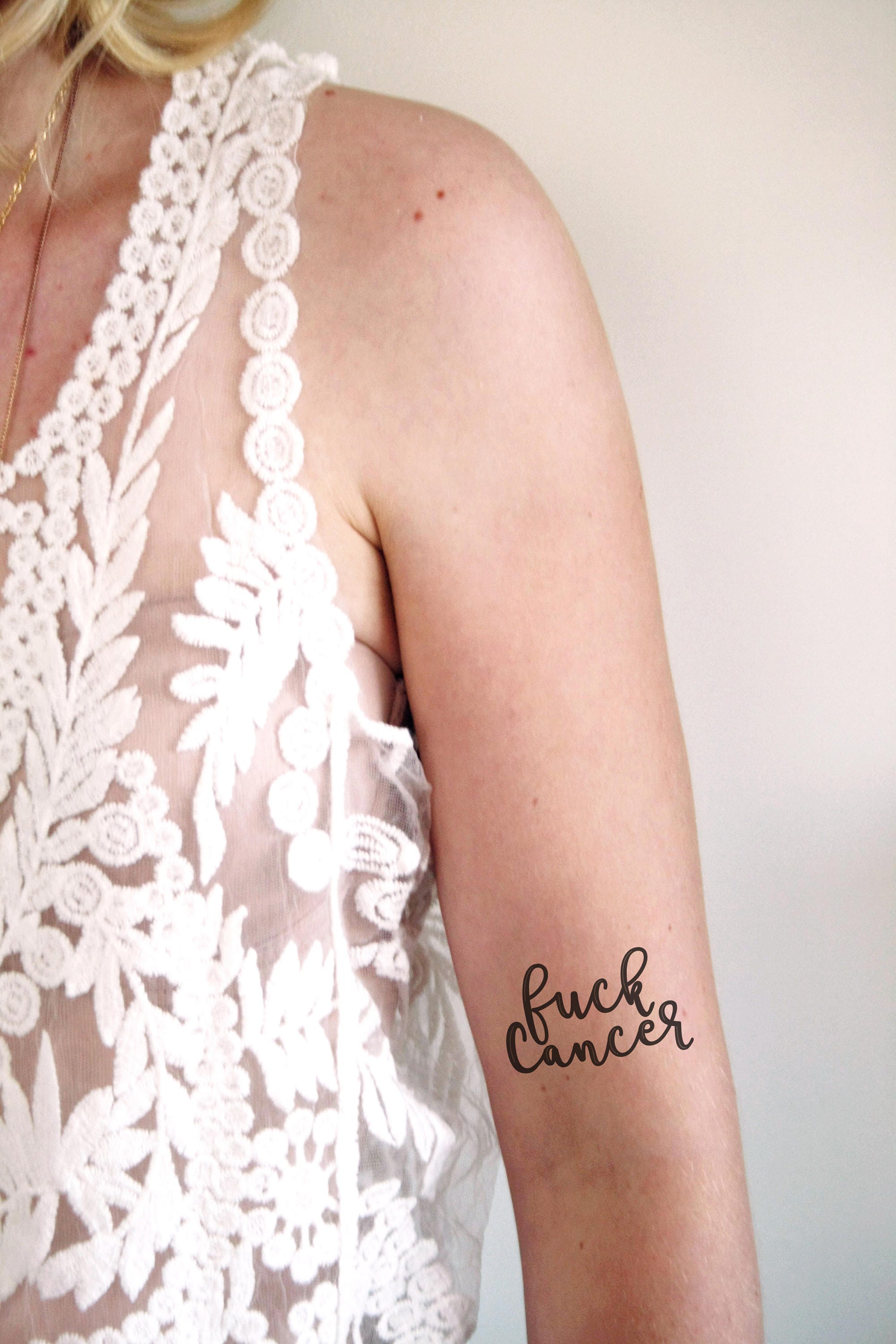 Fck Cancer Temporary Tattoo / Word Tattoo / Small Temporary pic photo image