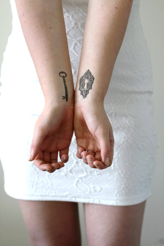 Schlussel Schloss Temporare Tattoo Schlussel Temporare Etsy