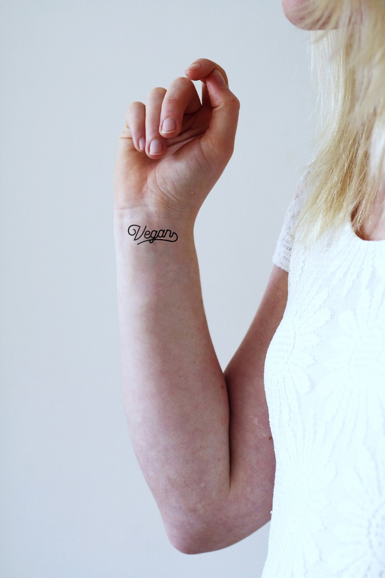 Vegan temporary tattoo word tattoo small temporary tattoo quote tattoo vegan tattoo Gift image 1