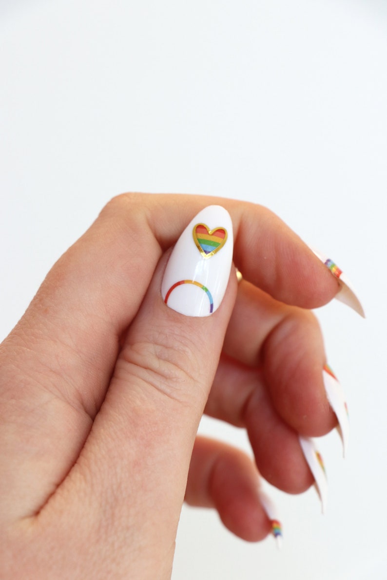 Pastel Rainbow Nail Tattoos Pride Nail Decals Nail Art Etsy