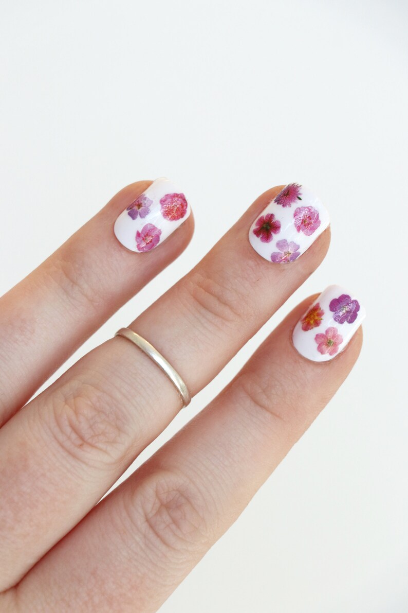 Pink Flowers Waterslide Nail Decals DIY Nail Art Floral Nail Stickers Spring Nail Decals Gift image 3