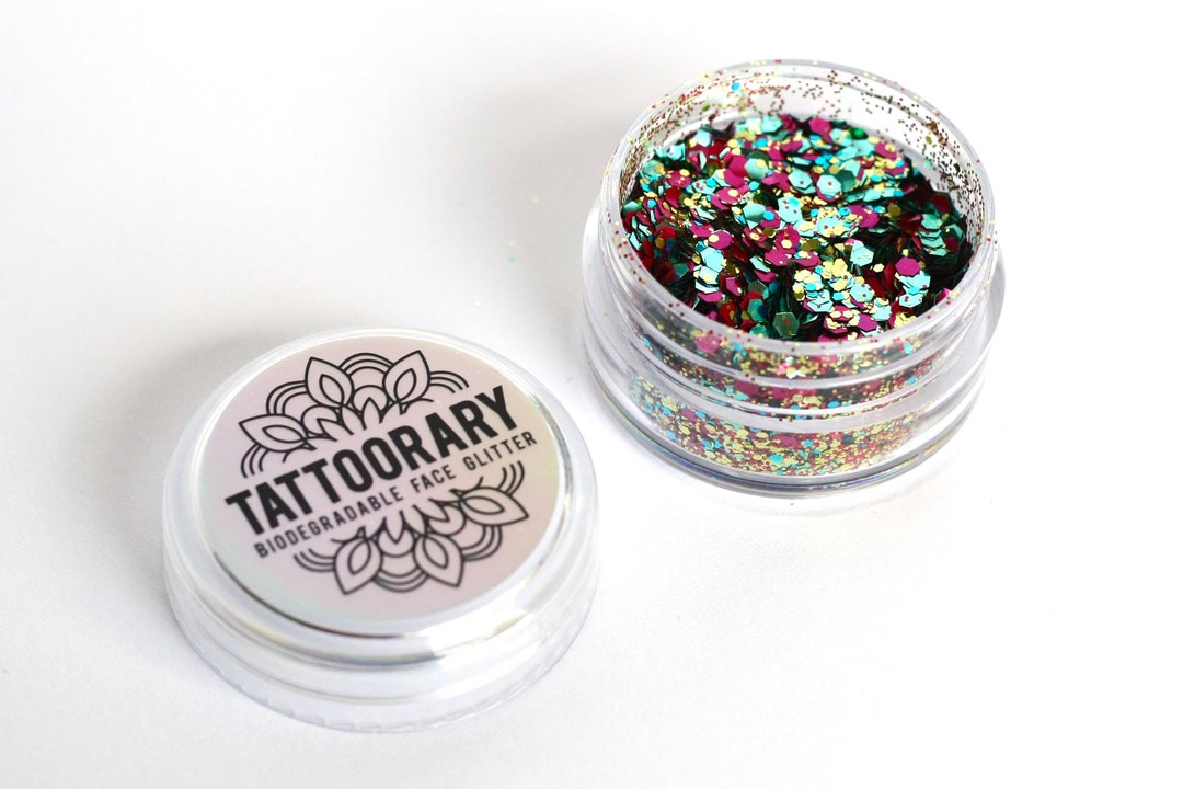 Biodegradable Chunky Face Glitter in 'disco' Bio Glitter Mix Gold Pink