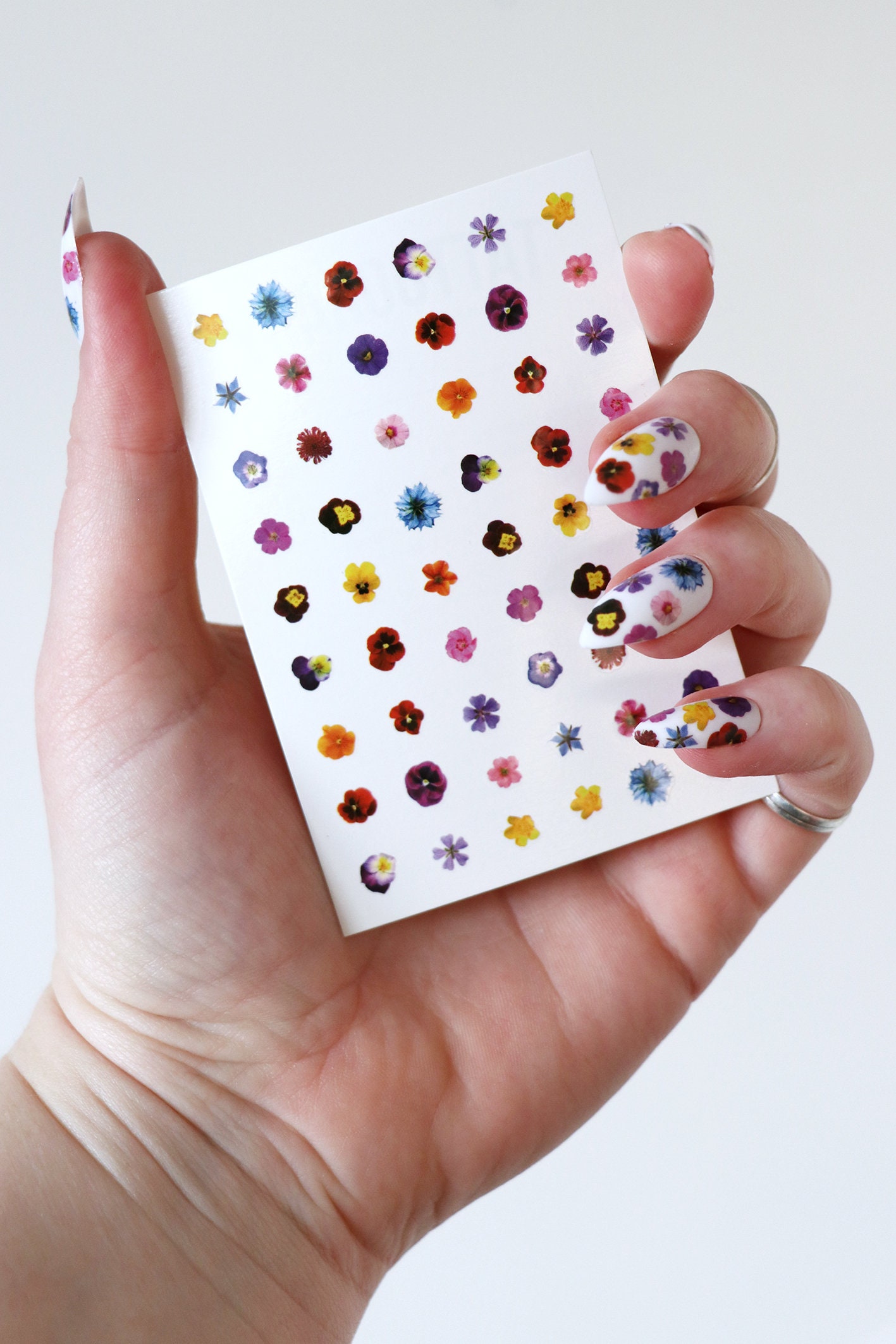 Colorful Flowers Nail Tattoos / Flower Nail Decals / Nail Art | Etsy
