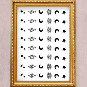 Moon, Stars, and Eyes Waterslide Nail Decals Celestial Nail Stickers Mystical Nail Art DIY Nail Art Gift image 5