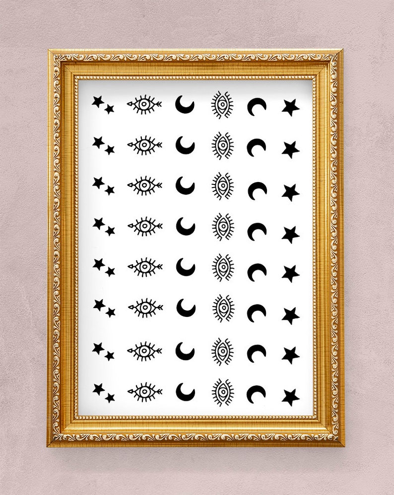 Moon, Stars, and Eyes Waterslide Nail Decals Celestial Nail Stickers Mystical Nail Art DIY Nail Art Gift image 5