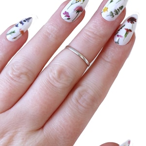 Colorful Flowers on Stem Waterslide Nail Decals Botanical Nail Art DIY nail manicure Gift image 3