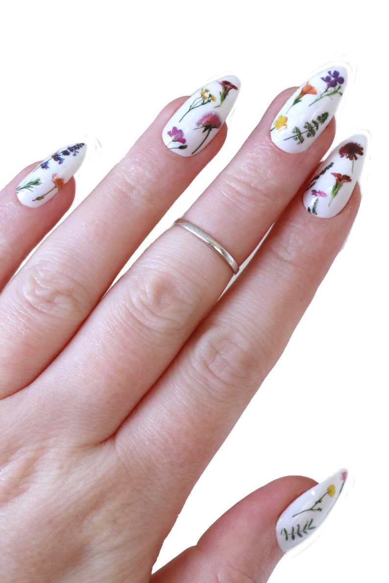 Colorful Flowers on Stem Waterslide Nail Decals Botanical Nail Art DIY nail manicure Gift image 3