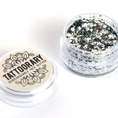 Biodegradable chunky face glitter in 'Silver Moon' | bio glitter mix | Silver biodegradable face glitter | cosmetic grade face glitter