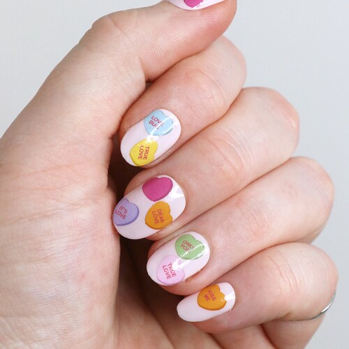 Conversation Heart Waterslide Nail Decals DIY Nail Art Etsy