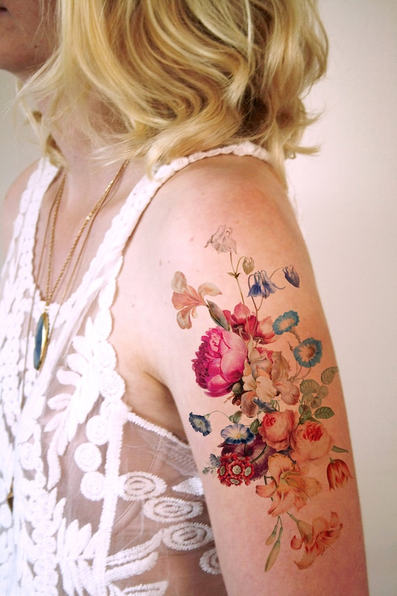 Vintage Floral Temporary Tattoo / Boho Temporary Tattoo / - Etsy